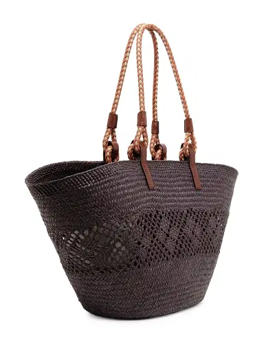 Stella McCartney Women's Large Basket Eco Iraca Palm & Rope Tote Bag - Black Tan | Thumbnail 4