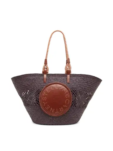 Stella McCartney Women's Large Basket Eco Iraca Palm & Rope Tote Bag - Black Tan | Thumbnail 1