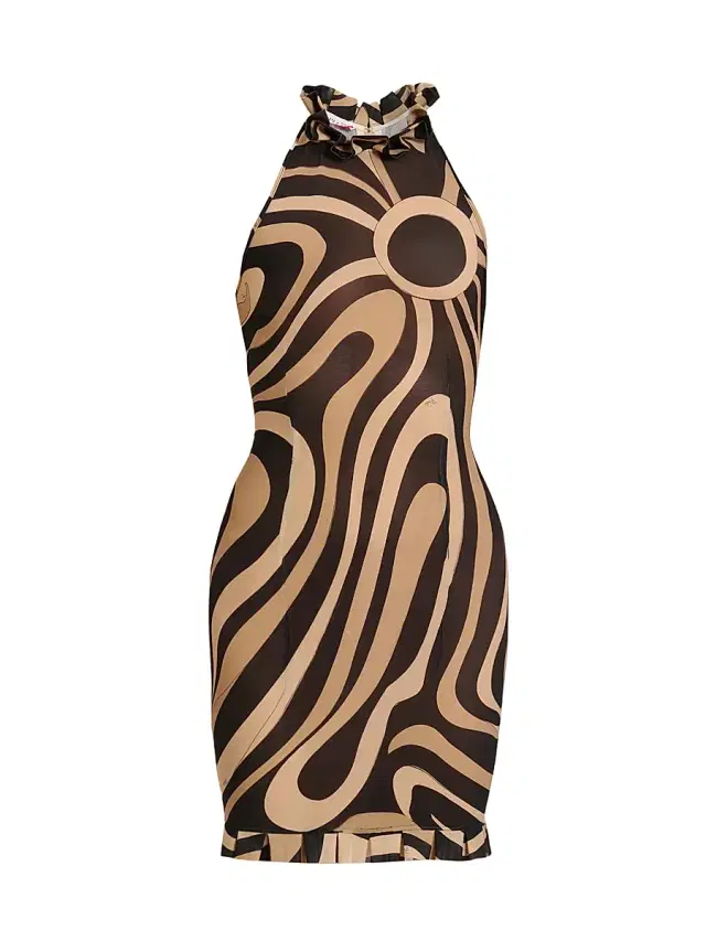 Women's L'Alba Printed Mesh Minidress - Beige Nero