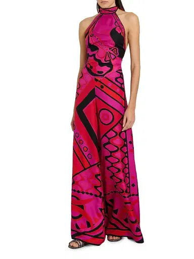 Pucci Women's L'Alba Silk Twill Palazzo Pants - Fuchsia Black | Thumbnail 2 Pucci Women's L'Alba Silk Twill Palazzo Pants - Fuchsia Black | Thumbnail 2
