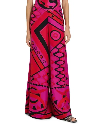 Pucci Women's L'Alba Silk Twill Palazzo Pants - Fuchsia Black | Thumbnail 3 Pucci Women's L'Alba Silk Twill Palazzo Pants - Fuchsia Black | Thumbnail 3