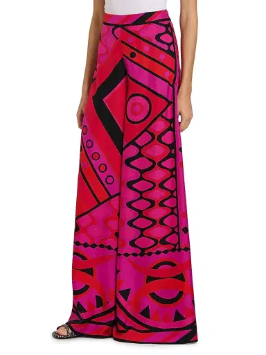 Pucci Women's L'Alba Silk Twill Palazzo Pants - Fuchsia Black | Thumbnail 4 Pucci Women's L'Alba Silk Twill Palazzo Pants - Fuchsia Black | Thumbnail 4