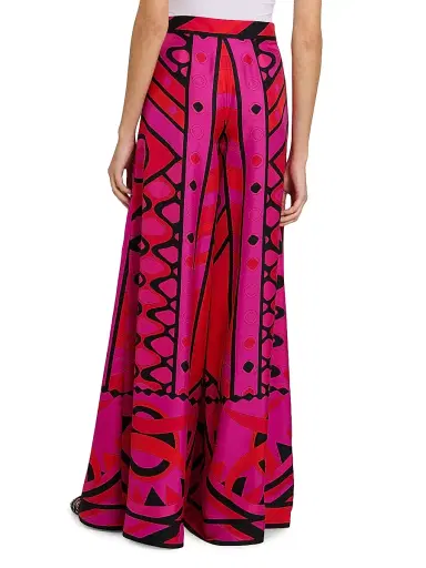 Pucci Women's L'Alba Silk Twill Palazzo Pants - Fuchsia Black | Thumbnail 5 Pucci Women's L'Alba Silk Twill Palazzo Pants - Fuchsia Black | Thumbnail 5