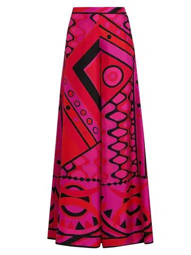 Pucci Women's L'Alba Silk Twill Palazzo Pants - Fuchsia Black | Thumbnail 1 Pucci Women's L'Alba Silk Twill Palazzo Pants - Fuchsia Black | Thumbnail 1