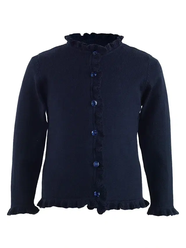 Rachel Riley Little Girl's & Girl's Embellished Ruffle-Trimmed Cardigan - Navy