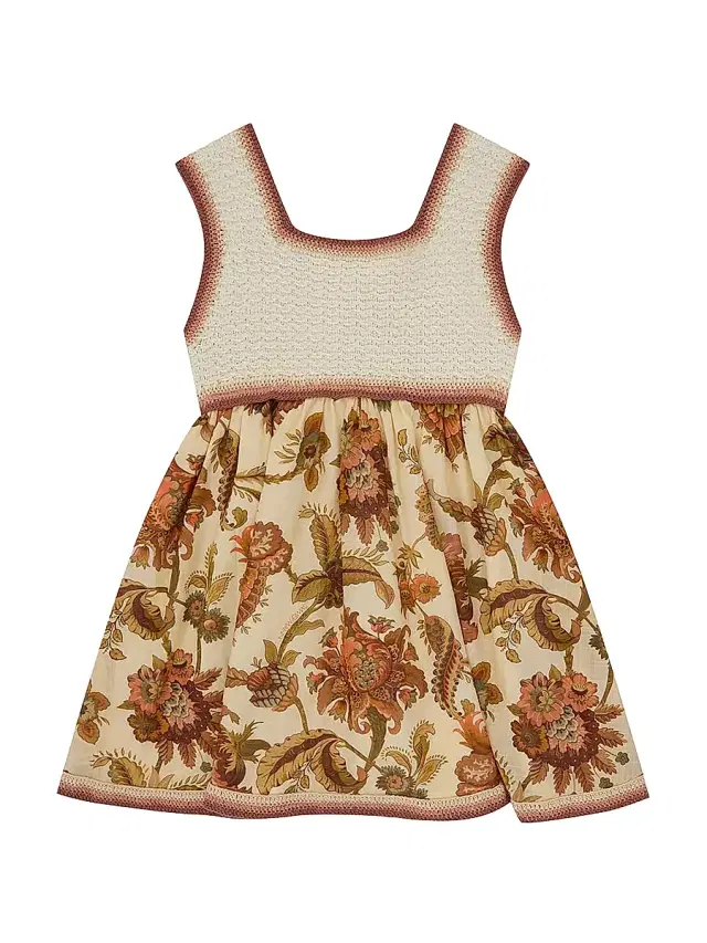 Little Girl's & Girl's Aster Crochet Dress - Jacobean Cream