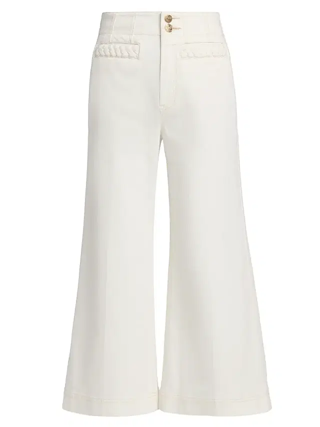 Zimmermann Women's Roselight Braided Pocket Crop Flare Jeans - Vintage Cream