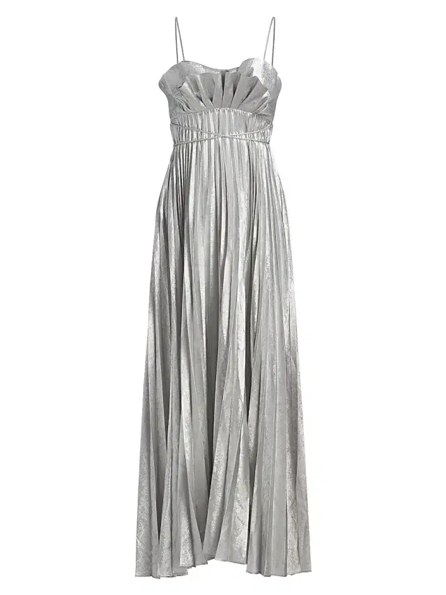 Acler Women's Kelsale Pleated Metallic Maxi Dress - Silver Metallic