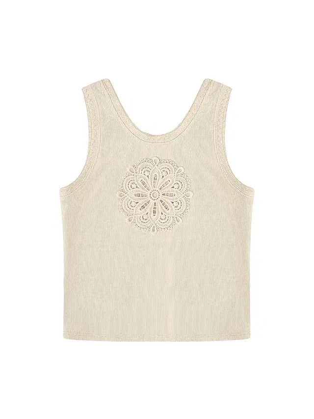 Baby Girl's,Little Girl's & Girl's Aster Eyelet Ribbed Tank - Ecru