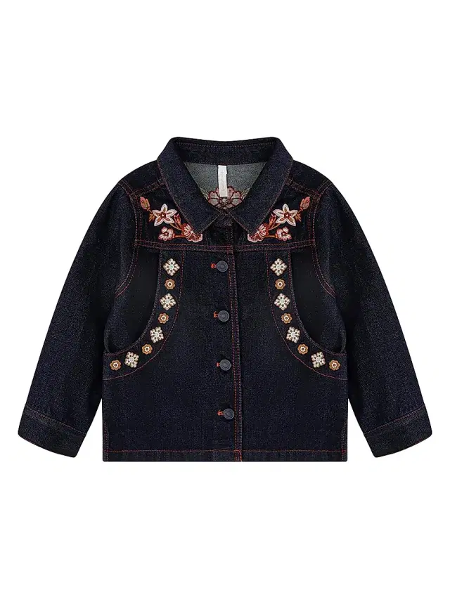 Little Girl's & Girl's Aster Embroidered Denim Jacket - Horizon