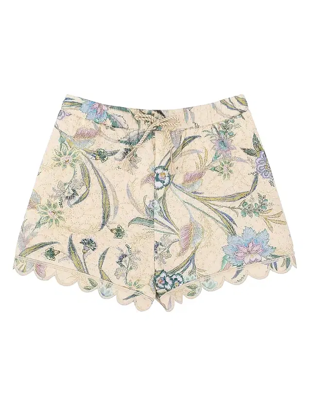 Zimmermann Little Girl's & Girl's Indra Quilted Shorts - Cream Scarf Floral