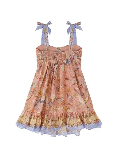 Zimmermann Little Girl's & Girl's Indra Floral Tie-Front Dress | Thumbnail 2 Zimmermann Little Girl's & Girl's Indra Floral Tie-Front Dress | Thumbnail 2