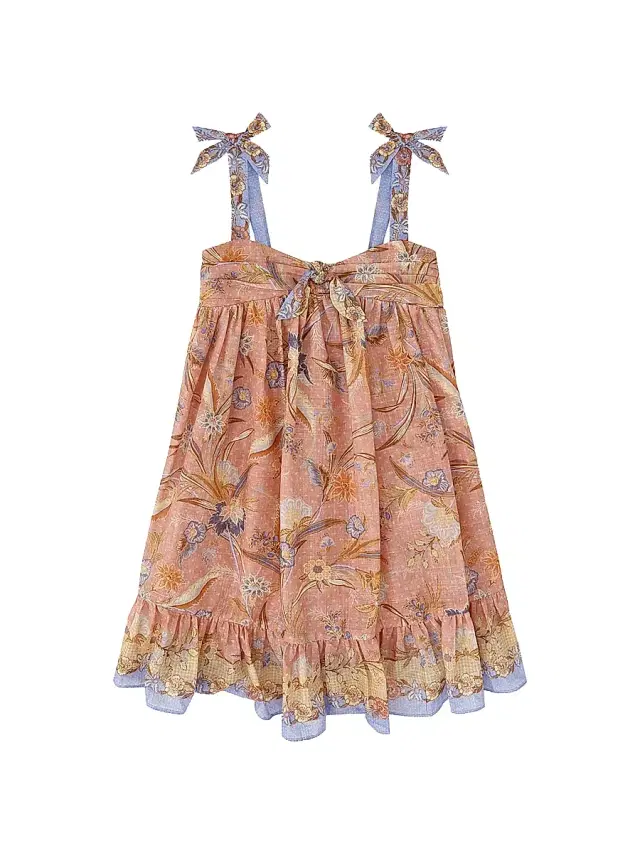 Zimmermann Little Girl's & Girl's Indra Floral Tie-Front Dress - Pink Scarf Floral