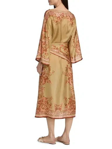 Zimmermann Women's Aster Silk Tunic Midi-Dress - Sage Paisley Floral - Size 10 | Thumbnail 5