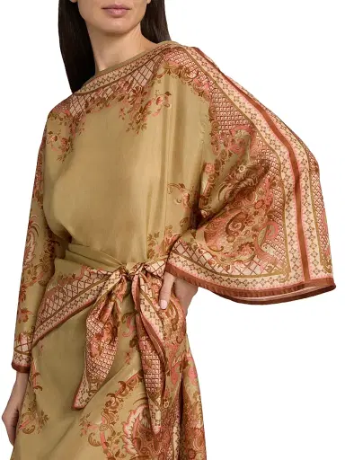 Zimmermann Women's Aster Silk Tunic Midi-Dress - Sage Paisley Floral - Size 10 | Thumbnail 6