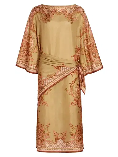 Zimmermann Women's Aster Silk Tunic Midi-Dress - Sage Paisley Floral - Size 10 | Thumbnail 1