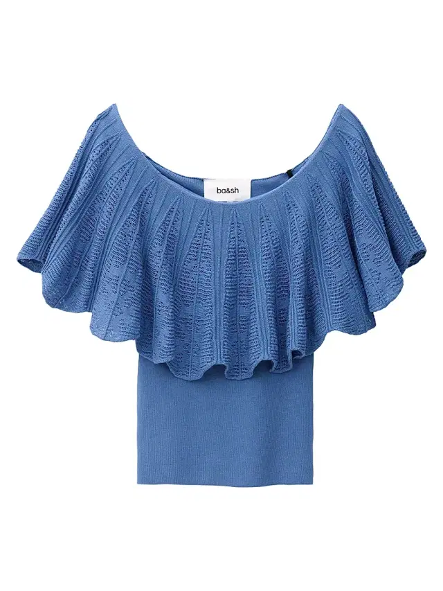 ba & sh Women's Salda Ruffled Jacquard Knit Top - Orage