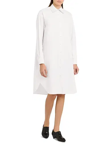 Jil Sander Women's Layered Collar Cotton Poplin Shirtdress - Optic White - Size 16 | Thumbnail 2