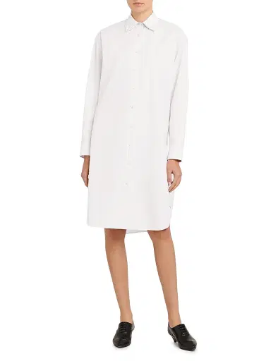 Jil Sander Women's Layered Collar Cotton Poplin Shirtdress - Optic White - Size 16 | Thumbnail 3