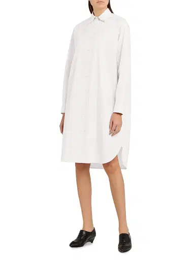 Jil Sander Women's Layered Collar Cotton Poplin Shirtdress - Optic White - Size 16 | Thumbnail 4