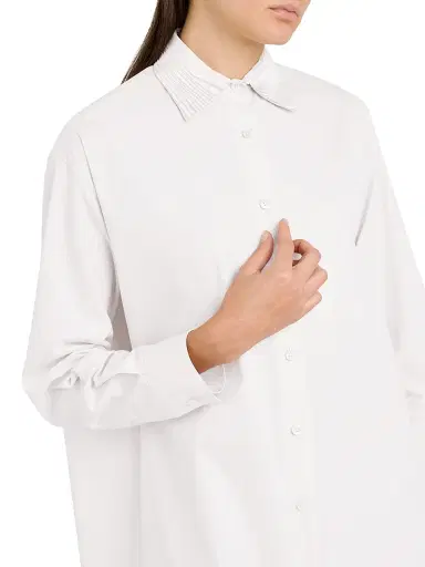 Jil Sander Women's Layered Collar Cotton Poplin Shirtdress - Optic White - Size 16 | Thumbnail 6