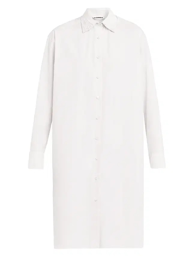 Jil Sander Women's Layered Collar Cotton Poplin Shirtdress - Optic White