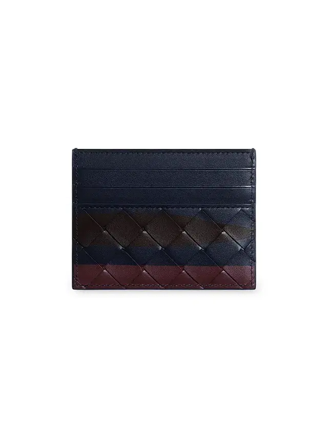 Bottega Veneta Men's Intrecciato Leather Card Case - Midnight