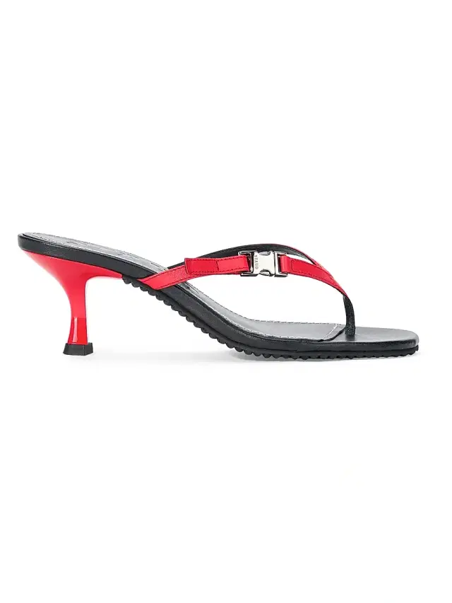 Staud Women's Flynn 55MM Leather Sandals - Black Red Rose
