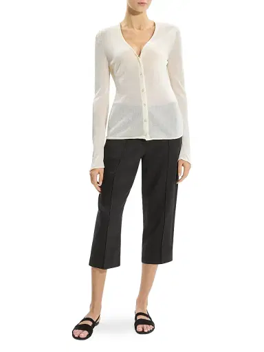Theory Women's Jersey Edge Sheer Cardigan - Ivory - Size Large | Thumbnail 2 Theory Women's Jersey Edge Sheer Cardigan - Ivory - Size Large | Thumbnail 2