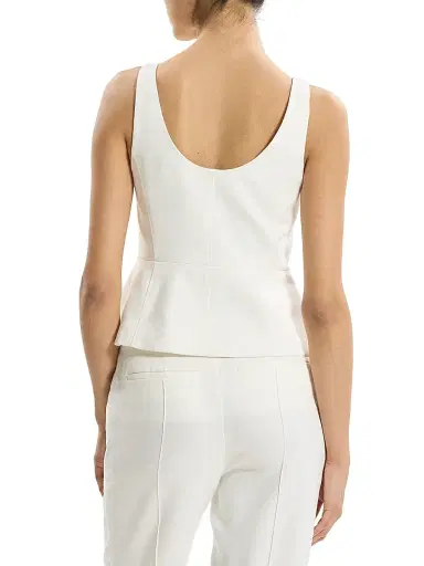 Theory Women's Peplum Linen Vest - Ivory - Size 14 | Thumbnail 5