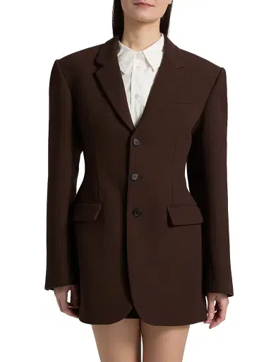 Wardrobe.NYC Women's Longline Wool Tailored-Fit Blazer - Dark Brown | Thumbnail 3 Wardrobe.NYC Women's Longline Wool Tailored-Fit Blazer - Dark Brown | Thumbnail 3