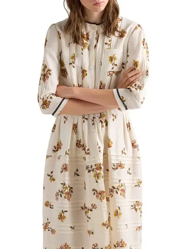 Prada Women's Long Printed Linen Dress - Brown - Size 6 | Thumbnail 4 Prada Women's Long Printed Linen Dress - Brown - Size 6 | Thumbnail 4