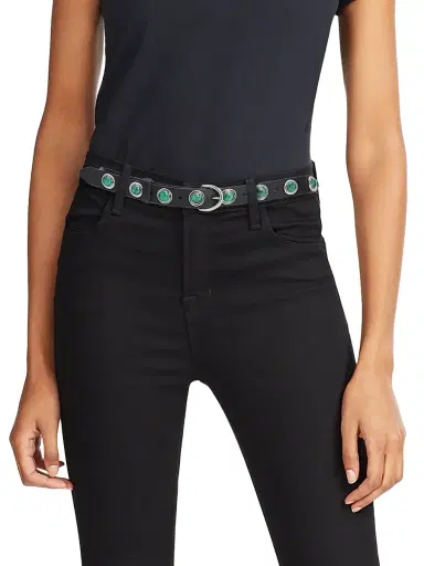rag & bone Women's Celia Stud Leather Belt - Black - Size Large | Thumbnail 2
