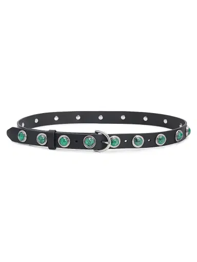 rag & bone Women's Celia Stud Leather Belt - Black - Size Large | Thumbnail 1