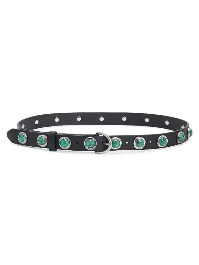 rag & bone Women's Celia Stud Leather Belt - Black