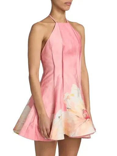 Acler Women's Carryon Sugar Peony Print Halter Minidress - Sugar Peony | Thumbnail 4