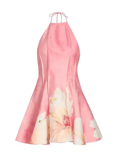 Acler Women's Carryon Sugar Peony Print Halter Minidress - Sugar Peony | Thumbnail 1