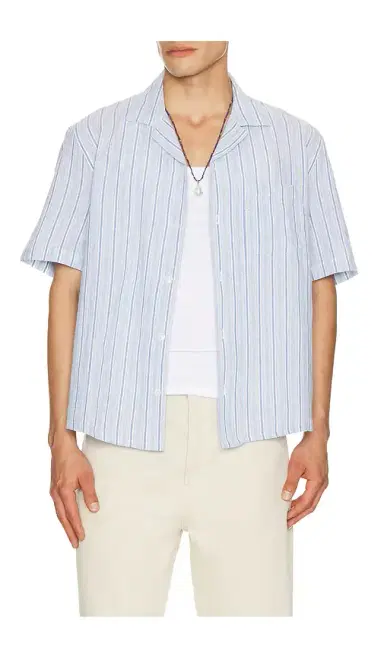 Corridor Linen Broadstripe Short Sleeve Shirt | Thumbnail 6