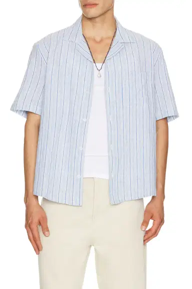 Corridor Linen Broadstripe Short Sleeve Shirt | Thumbnail 1