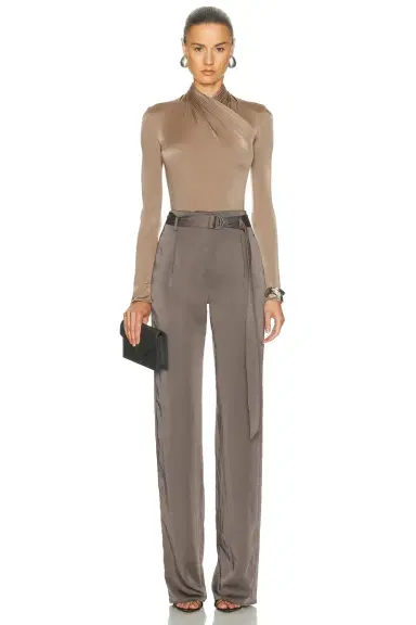 Lapointe Lightweight Satin Belted Pant | Thumbnail 5 Lapointe Lightweight Satin Belted Pant | Thumbnail 5