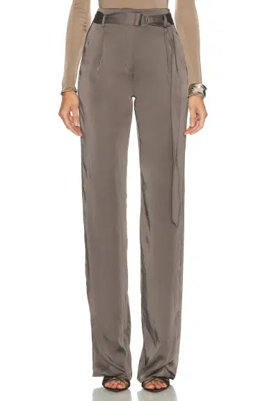 Lapointe Lightweight Satin Belted Pant | Thumbnail 1 Lapointe Lightweight Satin Belted Pant | Thumbnail 1