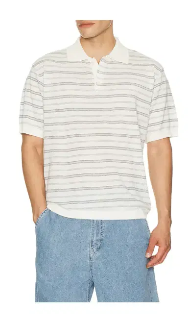Dunst Unisex Linen Striped Polo Knit | Thumbnail 1