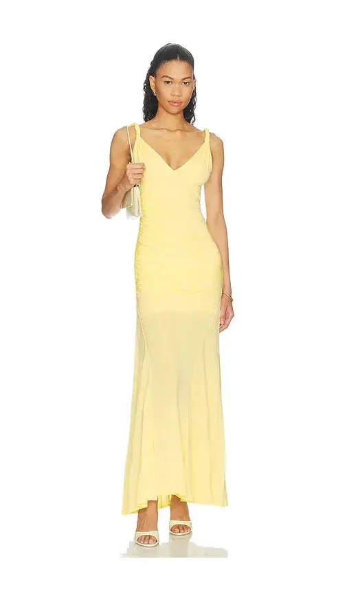 Alice + Olivia Bianca Twist Strap Asymmetrical Godet Midi Dress