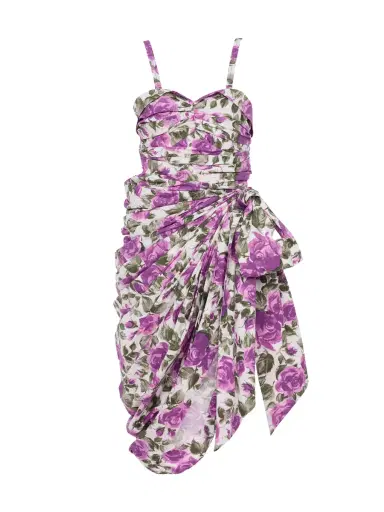 Chloé Wrapped Floral Poplin Bustier Midi Dress | Thumbnail 1 Chloé Wrapped Floral Poplin Bustier Midi Dress | Thumbnail 1