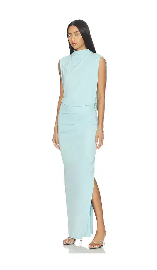 SIMKHAI Vale Draped Jersey Midi Dress
