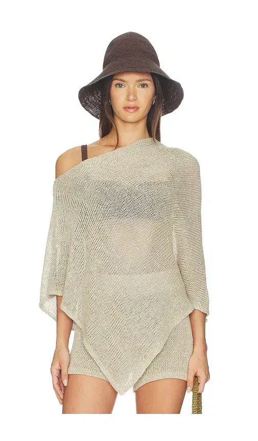 Linen Open Knit Poncho