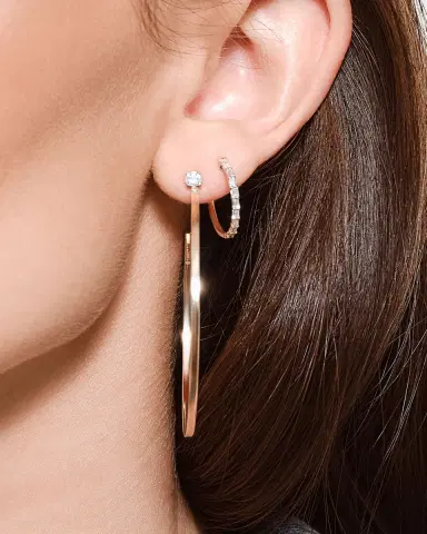 Lana Mini Baguette Diamond Hoop Earrings | Thumbnail 2 Lana Mini Baguette Diamond Hoop Earrings | Thumbnail 2