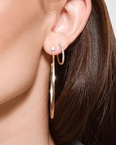 Lana Mini Baguette Diamond Hoop Earrings | Thumbnail 3 Lana Mini Baguette Diamond Hoop Earrings | Thumbnail 3