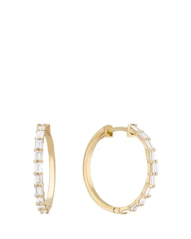 Lana Mini Baguette Diamond Hoop Earrings | Thumbnail 1 Lana Mini Baguette Diamond Hoop Earrings | Thumbnail 1