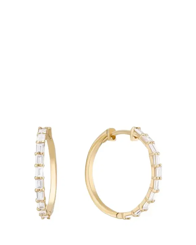 Lana Mini Baguette Diamond Hoop Earrings